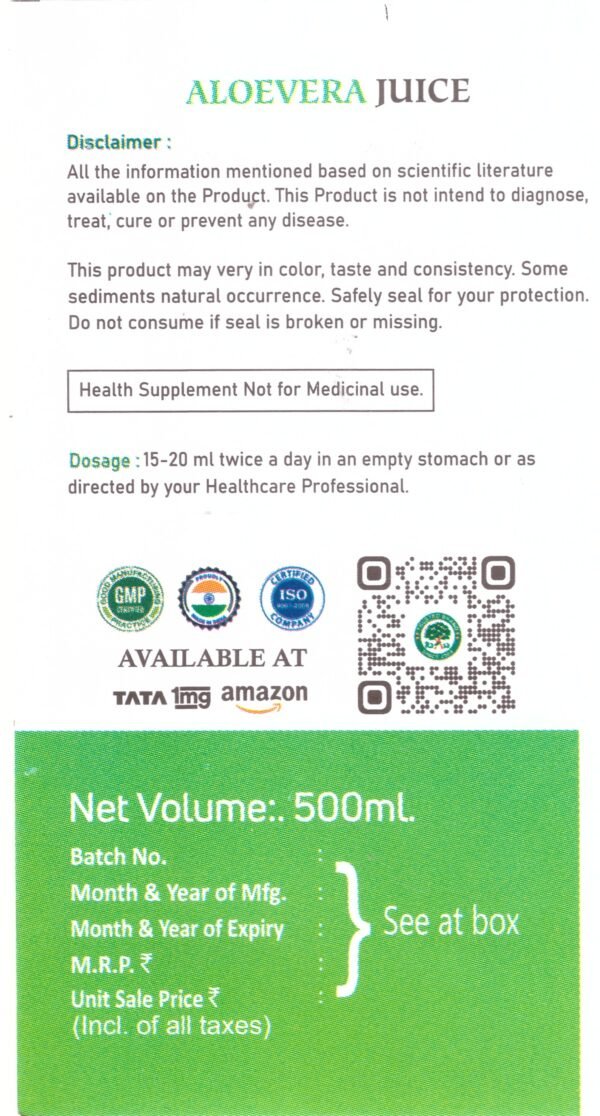Aloe Vera Juice 500ml - Image 5