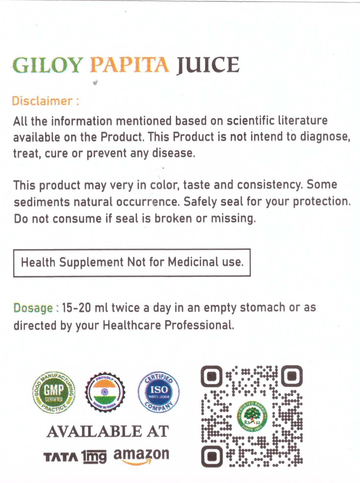 Giloy Papita Juice 500ml - Image 6